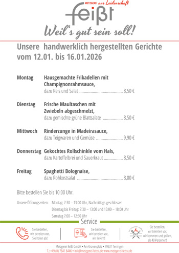 der Essensplan für KW03