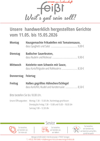 Speisekarte für KW20