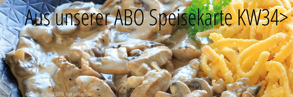 Rahmgeschnetzeltes, dazu Spätzle und Gemüse