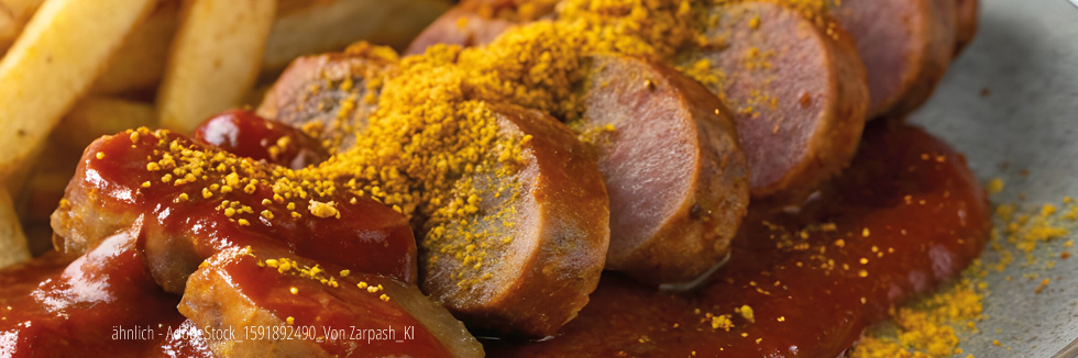 am Montag den 13.10.2025 es gibt Curry Wurst dazu Kräuterkartoffeln und Salat
