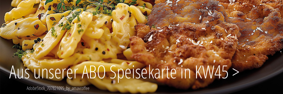 Paniertes Schweineschnitzel mit Sauce, dazu Spätzle und Salat 