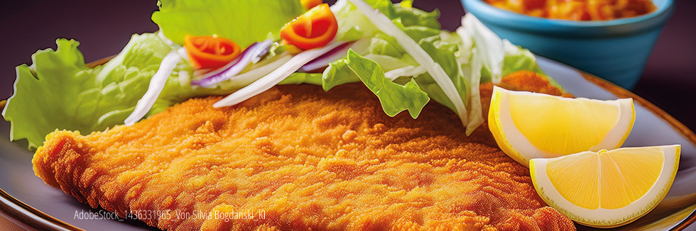 Schweineschnitzel und Salat